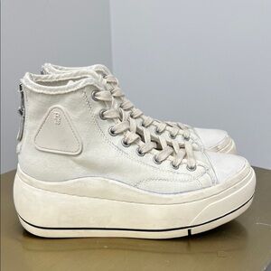 R13 Cream High-Top Platform Sneakers